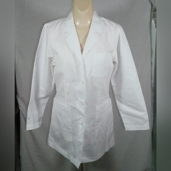 Vintage Bettie Dawn White Nurses Uniform Lab Coat Size Dress 10 Smock Cosplay - Picture 1 of 8